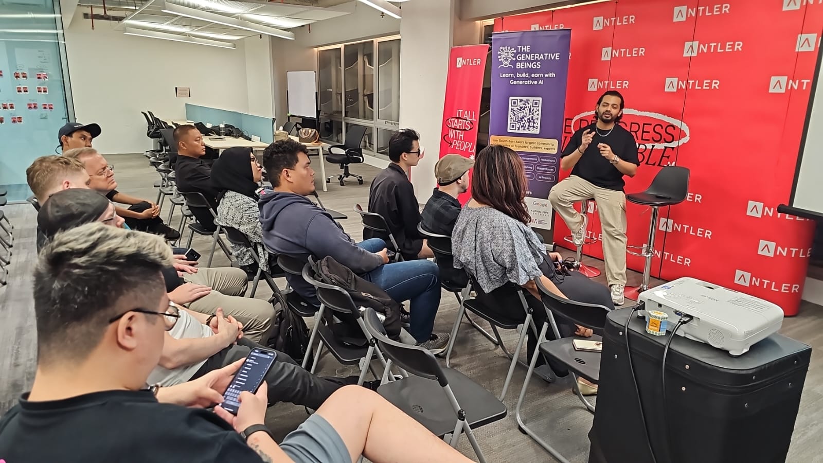A community discussion with an audience